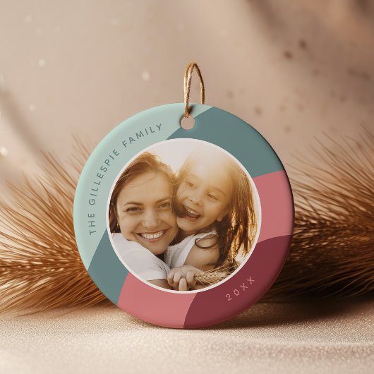 Joyful Shades | Individuelle Name und Jahr Foto Keramik Ornament