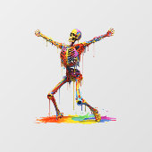 Joyful Skeleton: Tanz der Farben Fensteraufkleber (Blatt)