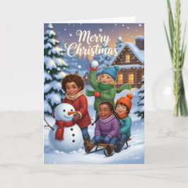 Joyful Snow Day Friends – Kids Christmas Card Karte