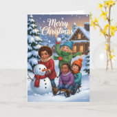 Joyful Snow Day Friends – Kids Christmas Card Karte (Gelbe Blume)