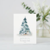 Joyful Snow Watercolor Pine Feiertagspostkarte (Stehend Vorderseite)