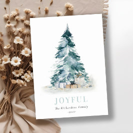 Joyful Snow Watercolor Pine Weihnachtsbaum Geschen Feiertagskarte