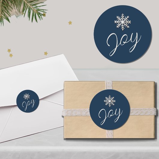 Joyful Snowflake Holiday Round Sticker