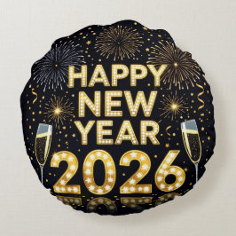 Joyful Snowflake New Year Round Pillow Rundes Kissen