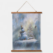 Joyful Snowman by Jason Street Wandteppich Mit Holzrahmen (Vorderseite)