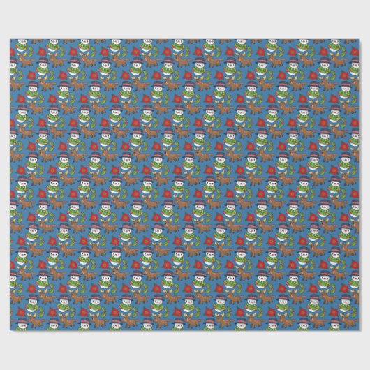 Joyful Snowman Dei Winter Holiday Pattern Geschenkpapier (Flach)