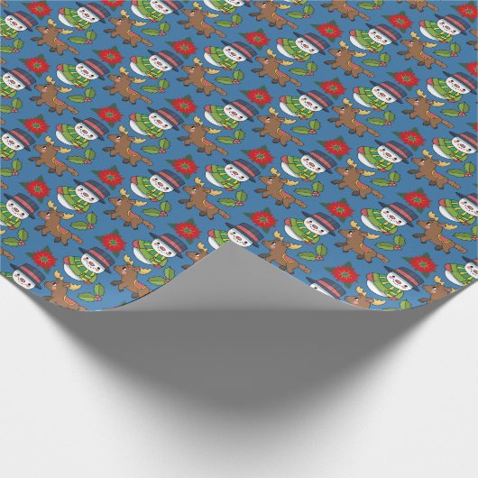 Joyful Snowman Dei Winter Holiday Pattern Geschenkpapier (Ecke)