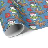 Joyful Snowman Dei Winter Holiday Pattern Geschenkpapier (Rolleneckpunkt)