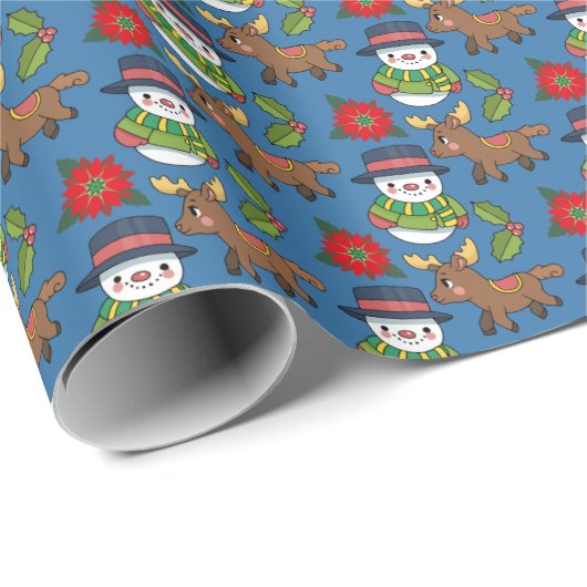 Joyful Snowman Dei Winter Holiday Pattern Geschenkpapier (Rolleneckpunkt)