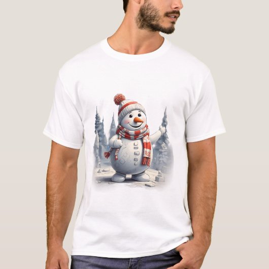 Joyful Snowman Giggles T-Shirt (Vorderseite)