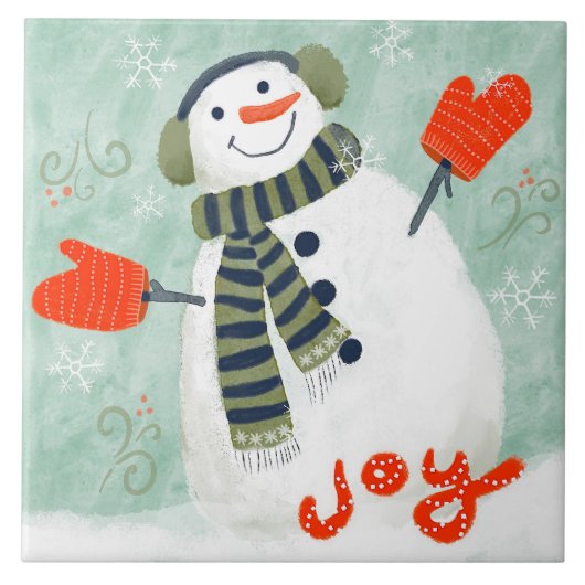 Joyful Snowman Keramik Kitchen Tile Fliese (Vorderseite)