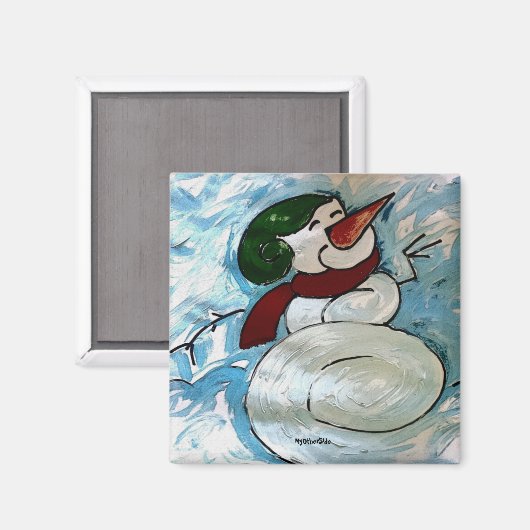 Joyful Snowman Magnet (Vorderseite/Rückseite)