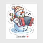 Joyful Snowman Playing Accordion Aufkleber (Blatt)