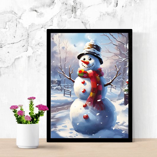 Joyful Snowman Wall Decoder Poster
