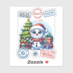 Joyful Snowman Weihnachtssticker Aufkleber