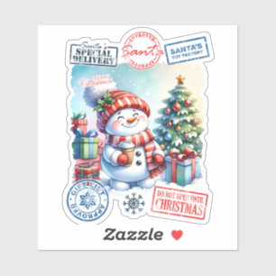 Joyful Snowman Weihnachtssticker Aufkleber
