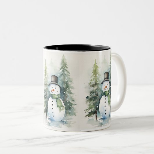 Joyful Snowman Zweifarbige Tasse (VorderseiteRechts)