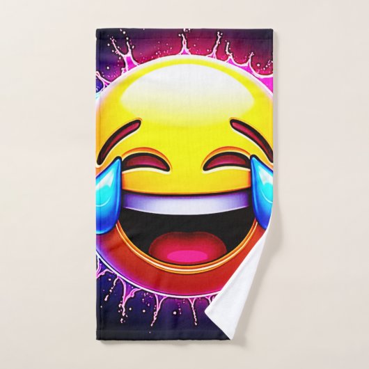 Joyful Splash: Laughing Emoji Art Badhandtuch Set (Handtuch)