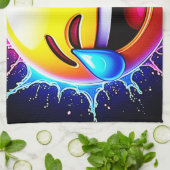 Joyful Splash: Laughing Emoji Art Geschirrtuch (Gefaltet)