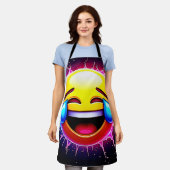 Joyful Splash: Laughing Emoji Art Schürze (Getragen)