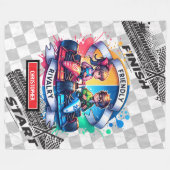 Joyful Sport Car Blanket Racing Watercolor Boy Fleecedecke (Vorderseite (Horizontal))