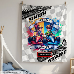 Joyful Sport Car Blanket Racing Watercolor Boy Fleecedecke