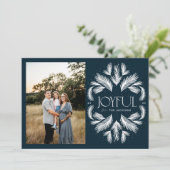 Joyful Spruce Frame Blue Feiertagskarte (Stehend Vorderseite)