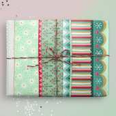 Joyful Strip Grünes Weihnachtswrapping Papier Geschenkpapier