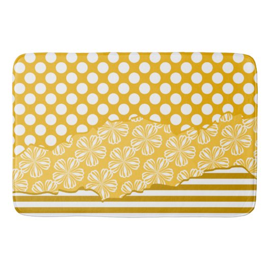 Joyful Stripes floral Polka Dot gelb gelb Badematte (Vorderseite)