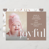 Joyful Taupe Weihnachten Illustriertes Hirsch Foto (Vorne/Hinten)