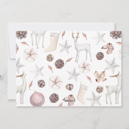 Joyful Taupe Weihnachten Illustriertes Hirsch Foto (Rückseite)