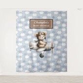 Joyful Teddy Bär Pilot Baby Dusche Foto Banner Wandteppich (Vorderseite)