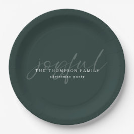 Joyful Text Overlay Name Christmas Dark Green Pappteller