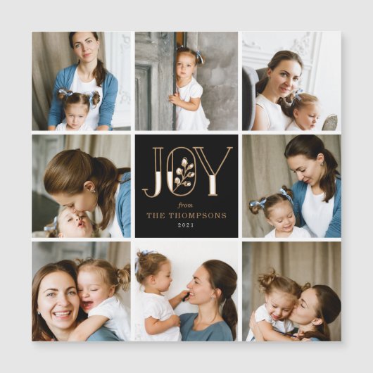 Joyful Tiles 8 Foto Holiday Magnetkarte (Vorderseite)