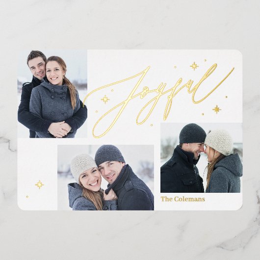 Joyful Times Foil Holiday Card Editable Farbe Folieneinladung (Vorderseite)