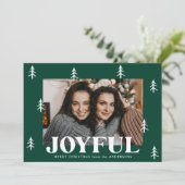Joyful Trees Green 2 Foto Feiertagskarte (Stehend Vorderseite)