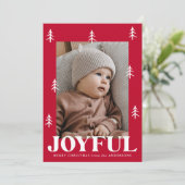 Joyful Trees Red 2 Foto Feiertagskarte (Stehend Vorderseite)