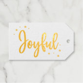 Joyful Typografy Script Moderne Weihnachten Geschenkanhänger (Vorderseite (Horizontal))