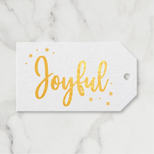 Joyful Typografy Script Moderne Weihnachten Geschenkanhänger (Vorderseite (Horizontal))