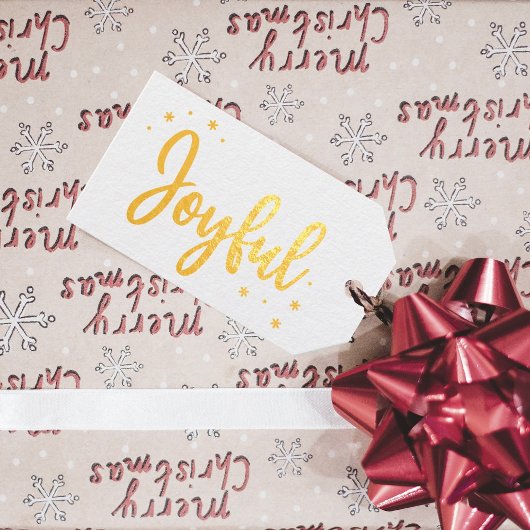 Joyful Typografy Script Moderne Weihnachten Geschenkanhänger