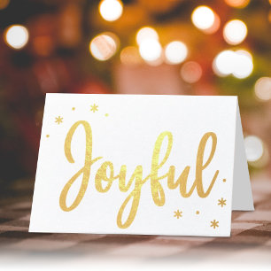 Joyful Typografy Script Modernes Foto Weihnachten Folienkarte