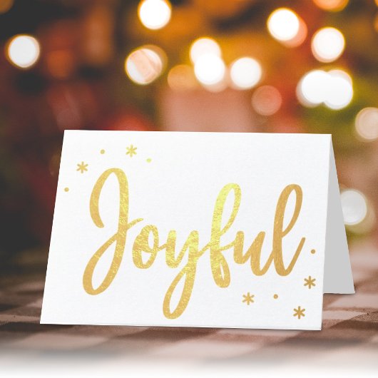 Joyful Typografy Script Modernes Foto Weihnachten Folienkarte