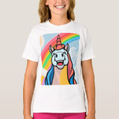 Joyful Unicorn Nah auf T-Shirt (Vorderseite)