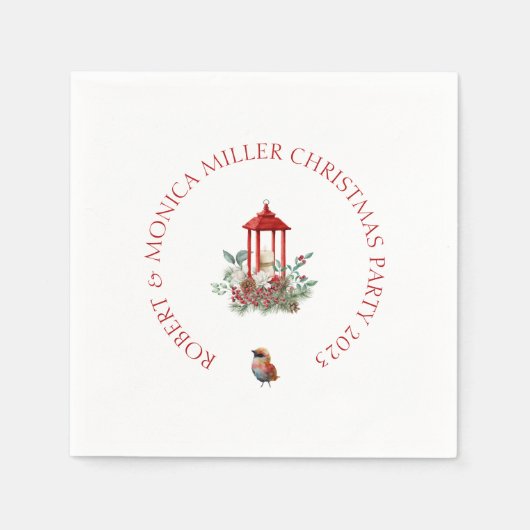 Joyful Vibe Weihnachten Blume & Laternenbukett Serviette (Vorderseite)