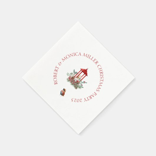 Joyful Vibe Weihnachten Blume & Laternenbukett Serviette (Ecke)