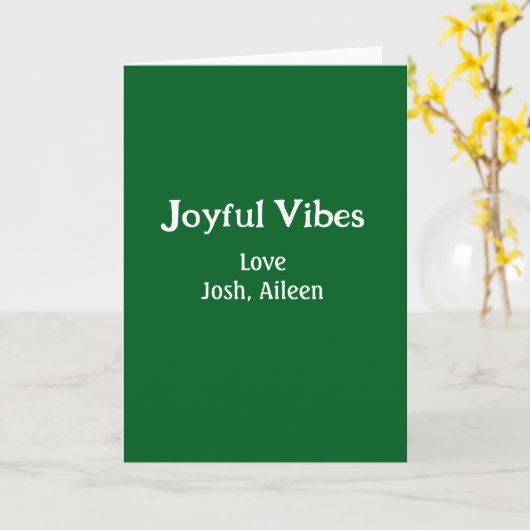 Joyful Vibes green Christmas holidays love family Karte (Gelbe Blume)