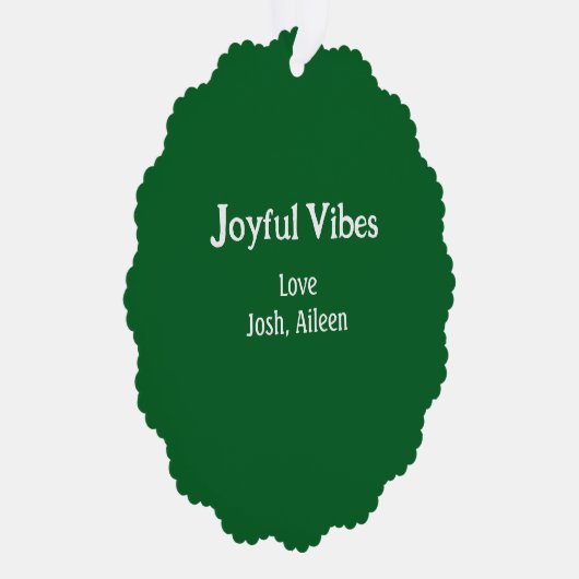 Joyful Vibes green Christmas holidays love family Ornament Karte (Rechts)