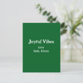 Joyful Vibes green Christmas holidays love family Postkarte (Stehend Vorderseite)