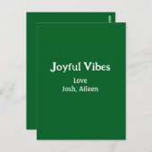 Joyful Vibes green Christmas holidays love family Postkarte (Vorne/Hinten)