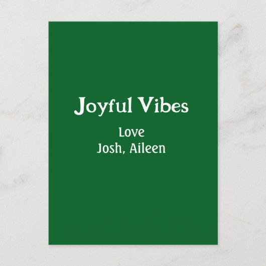 Joyful Vibes green Christmas holidays love family Postkarte (Vorderseite)